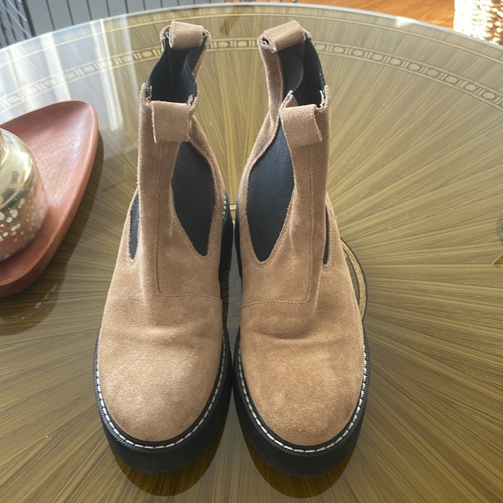 Anthropologie Suede Chelsea style boots